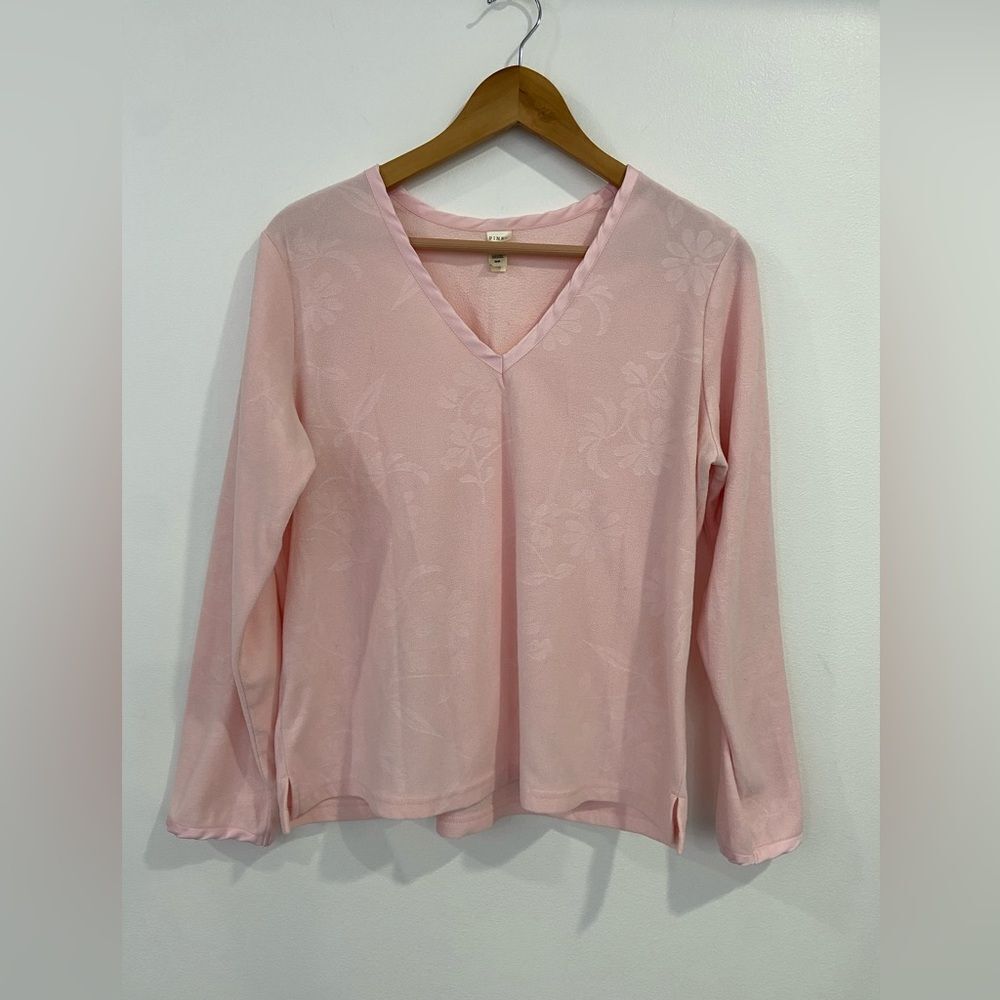 Victoria’s Secret PINK Floral Pattern Fleece Pink Top Lounge Sleep Casual Size M